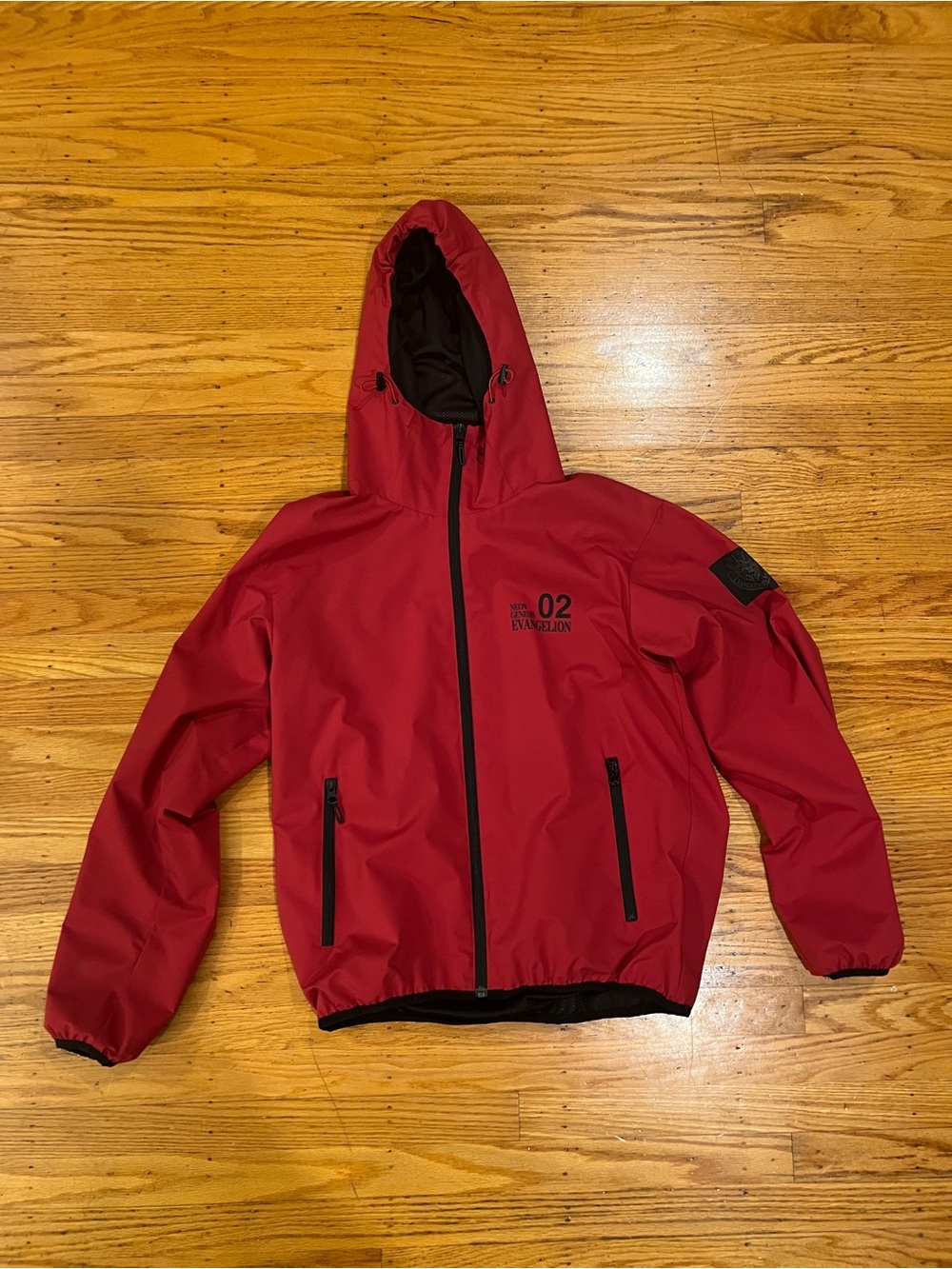 Evangelion Men's Red Windbreaker Jacket with Hood